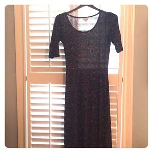 Black & orange floral long Lularoe dress